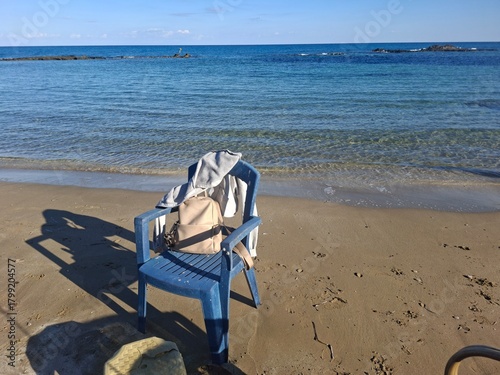 Fototapeta Naklejka Na Ścianę i Meble -  beach chairs on the beach