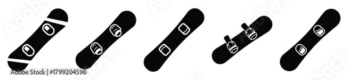 snowboard minimal flat vector design with black silhouette and white background