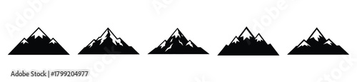 snowy mountain vector design with black silhouette and white background