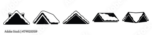 snowy roof vector design with black silhouette and white background