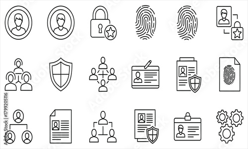 Collection of Icons Representing Security, Identification, and Access Control Concepts