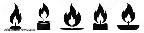 winter candle flame vector design with black silhouette and white background