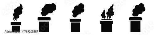 winter chimney smoke vector design with black silhouette and white background