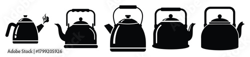 winter kettle vector design with black silhouette and white background