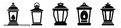 winter lantern vector design with black silhouette and white background