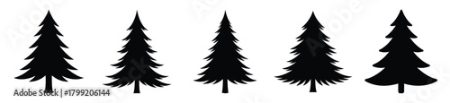 winter pine silhouette vector design with black silhouette and white background