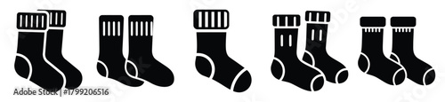 woolen socks vector design with black silhouette and white background
