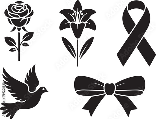 Elegant memorial icons for remembrance projects
