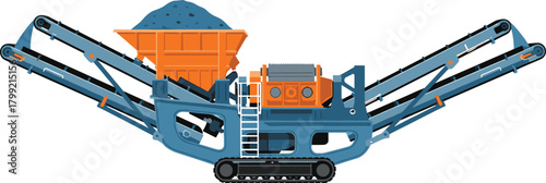 Mobile Rock Crusher Heavy Industrial Crushing Machine Vector