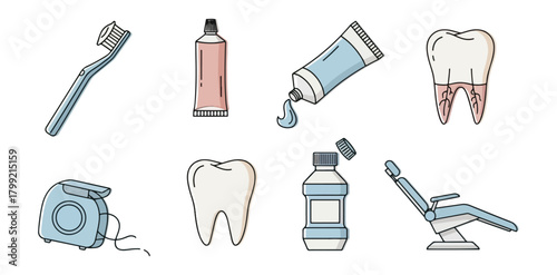 Dental health tools illustration