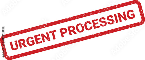 Rectangular grunge style red stamp denoting urgent processing required for important tasks and documents