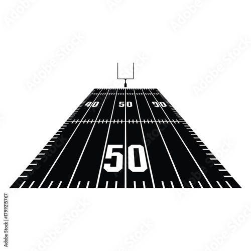 American football field with fifty yard line