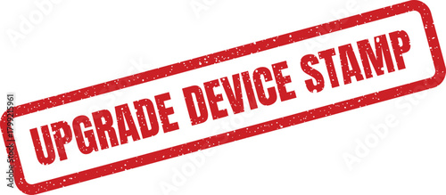 Rectangular red grunge rubber stamp showing the specific text UPGRADE DEVICE STAMP with a textured effect