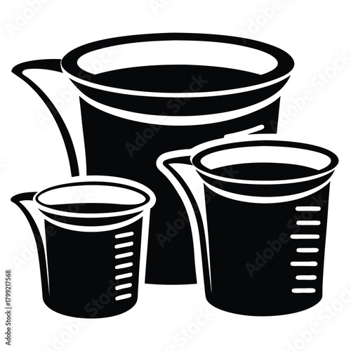 Black silhouette showing various sizes of measuring cups, a common kitchen tool
