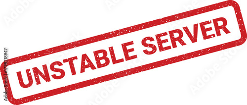 Red grunge effect rubber stamp warning about an unstable server status in a data center environment