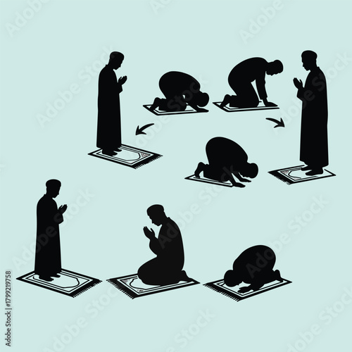 Islamic Prayer Silhouette Set 