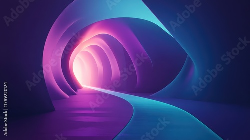 Fototapeta Naklejka Na Ścianę i Meble -  Abstract futuristic tunnel light path glowing concept