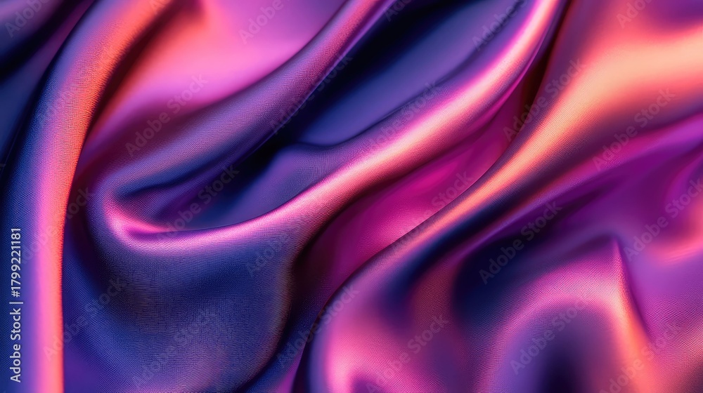 Obraz premium Iridescent flowing silk fabric creating abstract vibrant texture