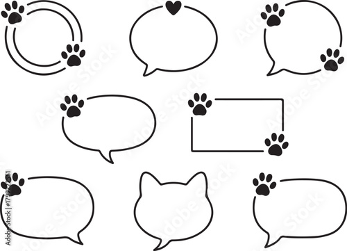 Cute animal paw print speech bubbles for pet lovers