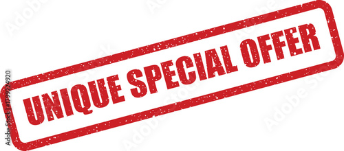 Red rectangular grunge stamp announcing a unique special offer for limited time promotions and sales events