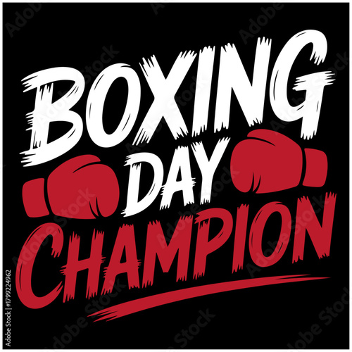 grunge-style Boxing Day t-shirt with strong brush typography and boxing gloves silhouette. Great for streetwear and gym lovers.