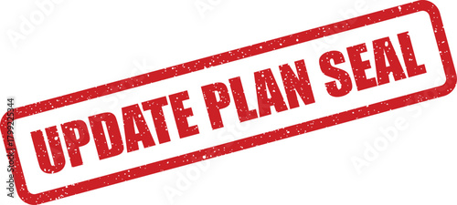 Red rectangular stamp graphic signifying a critical instruction to update the official plan seal for approval processes