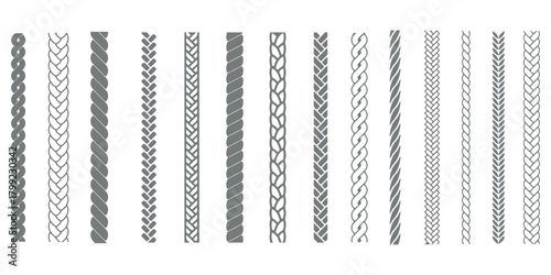 Seamless rope brush Strokes set for illustrator