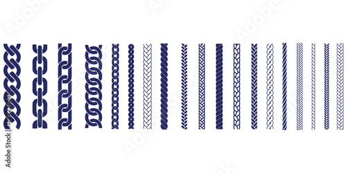 Seamless rope brush Strokes set for illustrator