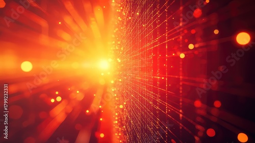 Digital data grid connection flowing into light