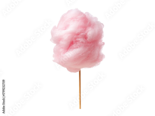 A pink cotton candy is on a white background