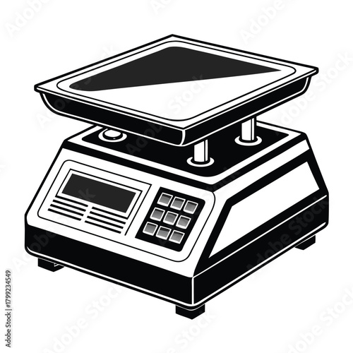 Black and white weighing machine with digital display looks to be highly accurate