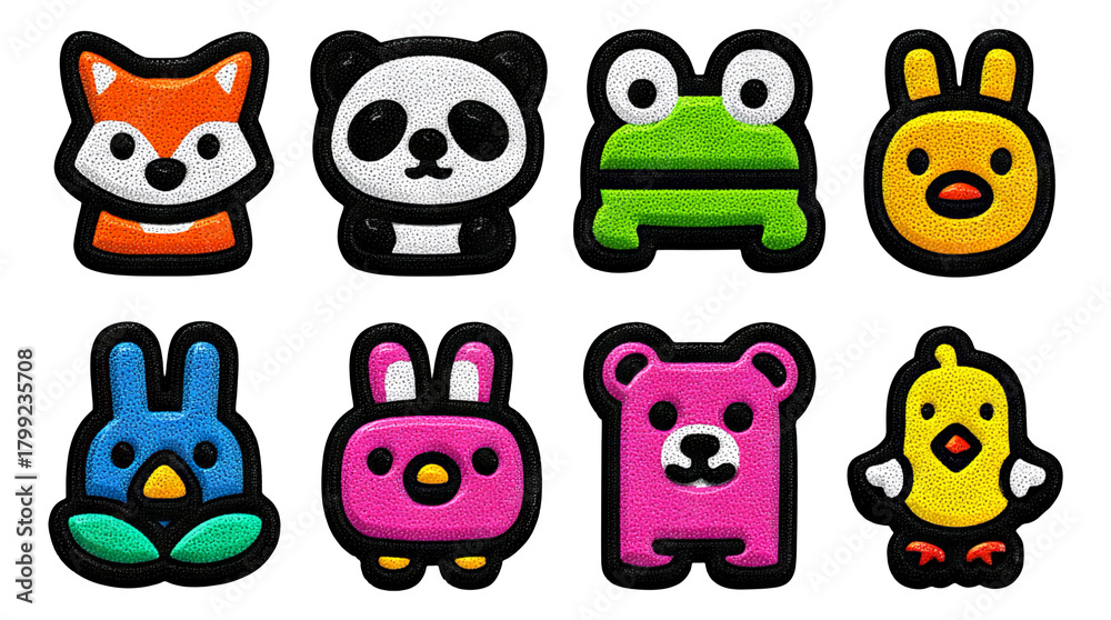 Fototapeta premium Colorful Cartoon Animal Characters in Isolated Transparent Background with Fun Designs