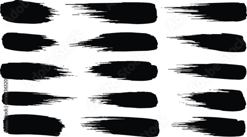 described features a grid of 15 black brush strokes, organized in five rows against a clean white background.
