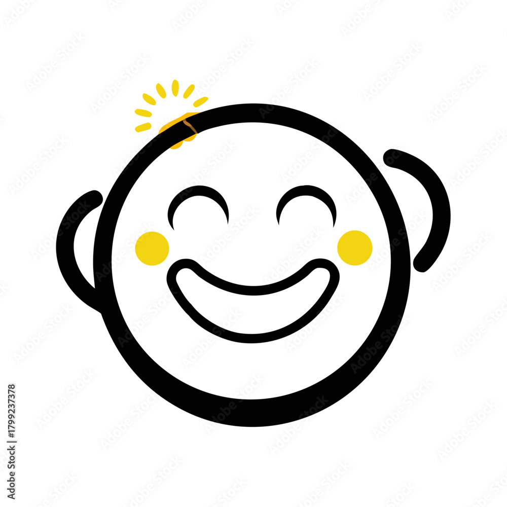 Fototapeta premium Happy Face Icon – Joyful Expression for Mental Wellness