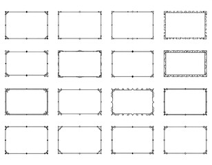 Collection of decorative rectangular borders, each with a unique ornate corner design