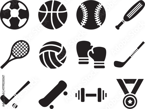 Sporting goods icons for dynamic design projects