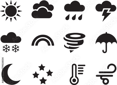 Weather forecast icon set for modern app design