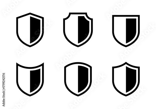 Security shield icon set collection. Protection, privacy, and defense symbol