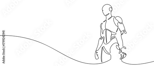 Concept technology robot in one continuous line Dynamic single line draw design vector illustration Editable stroke.