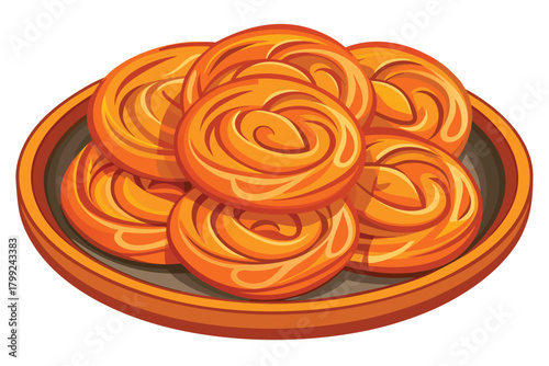 Freshly baked orange cinnamon rolls arranged beautifully on a round plate looks deliciously tempting