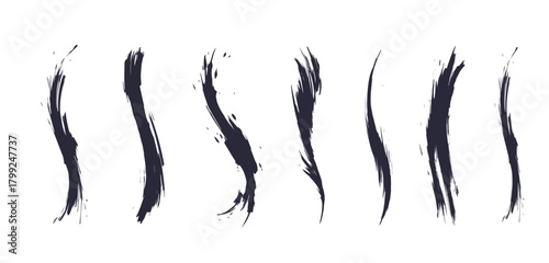 お正月や和風なデザインに使えるブラシストローク。毛筆の筆跡。筆文字。