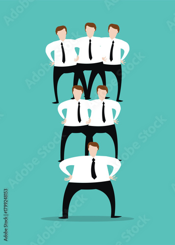 illustration of teamwork by bringing all employees to be stronger. good leader, reliable leader