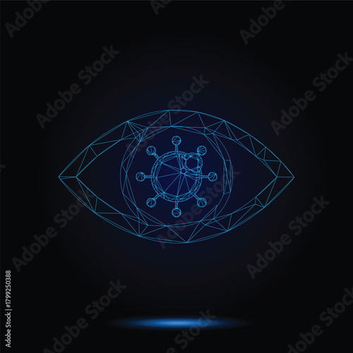 Global Network Projection Hologram Icon Vector Graphic Representing Worldwide Internet Connectivity and Future Technology Display on a Dark Blue Background Design Element