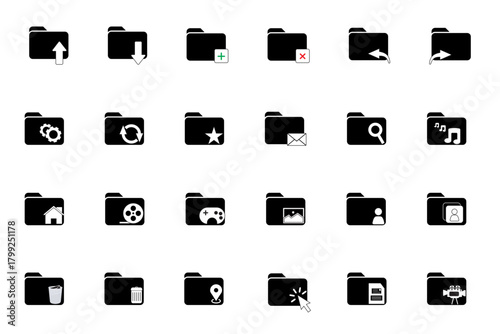 folder icon set for computer. file management folder symbol.
