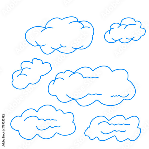 Sky Vector line blue color doodle 