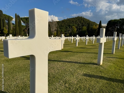 White marble cross in a war cemetery