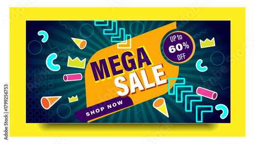 Special offer mega sale banner background template. Discount abstract promotion layout poster. vector illustrator.