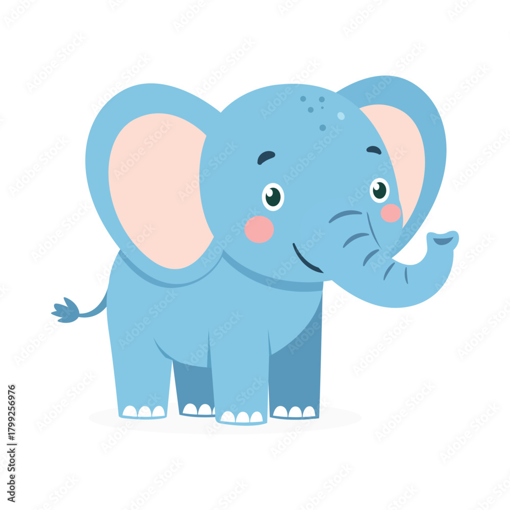 Naklejka premium Cute Cartoon Elephant Standing Adorable Baby Elephant Illustration