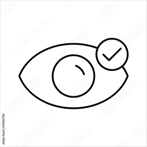 Approved view icon representing confirmed visibility and successful verification status, a universal symbol for checked observation in digital interfaces and applications