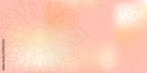 A gentle grunge background with mandala element. circular decorative elements; Islam, arabic, Indian, ottoman motifs